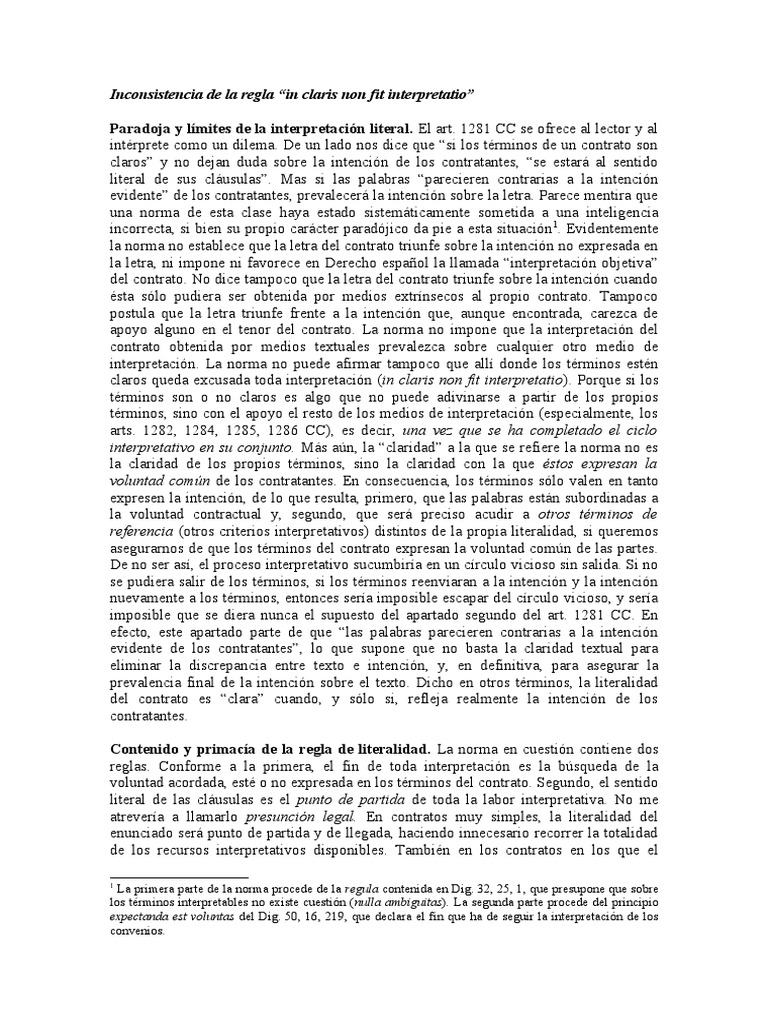 Inconsistencia de La Regla in Claris