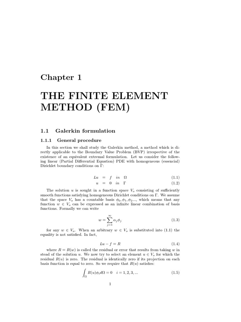 Galerkin Method in Finite Element Analysis | PDF | Finite Element ...