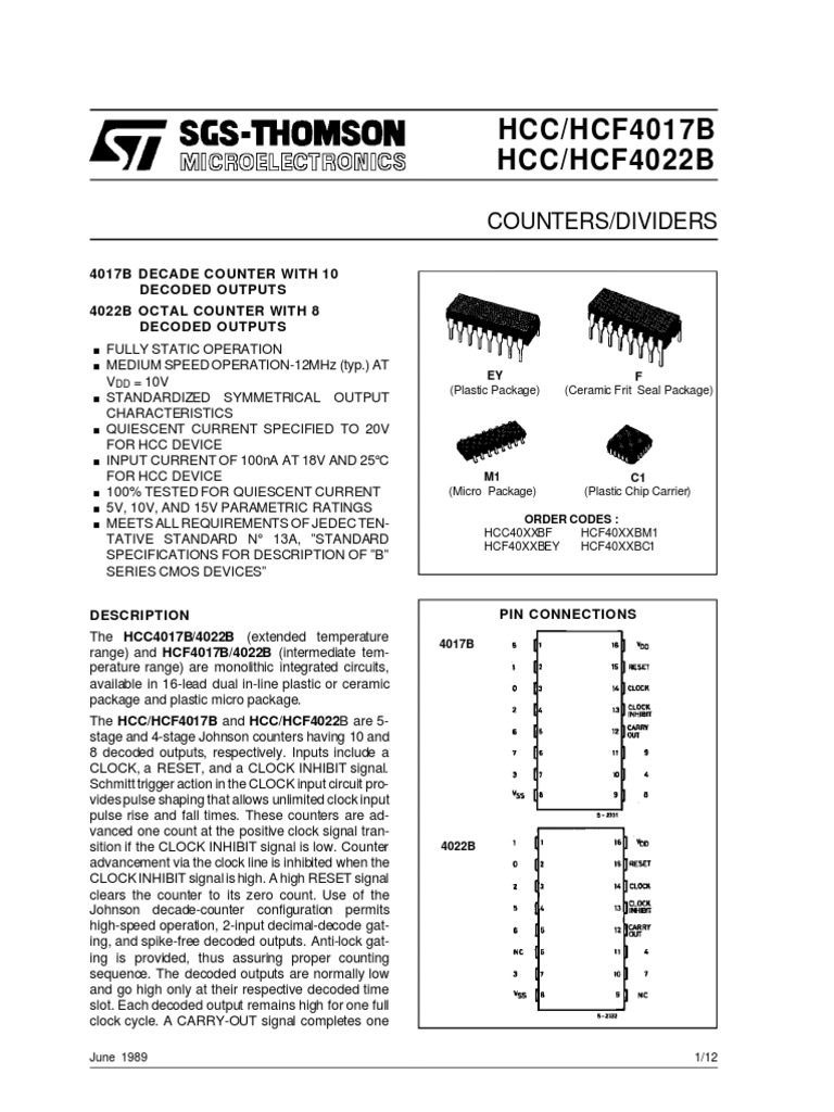 Datasheet 4017 | PDF | Electronic Design | Electrical Circuits
