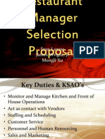 Restaurant Manager Selection Procedure