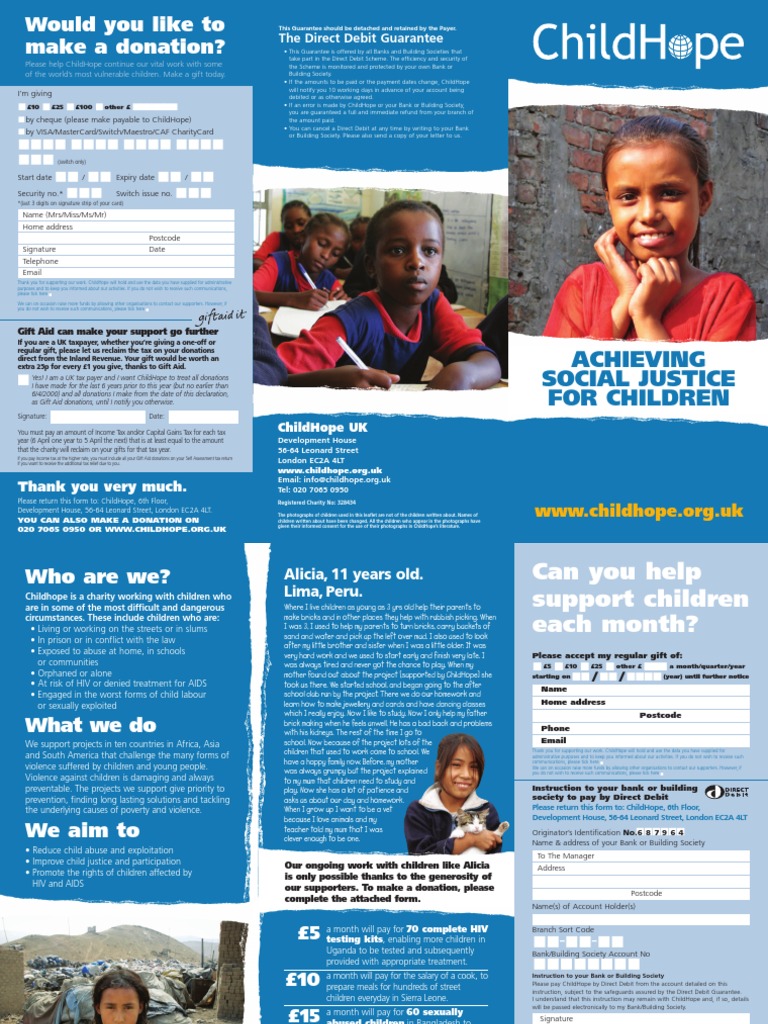 ChildHope UK Donation and Support Guide | PDF | Debit Card | Taxes