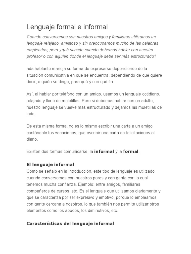 Lenguaje Formal e Informal | PDF | Lenguaje de programación | Epistemología