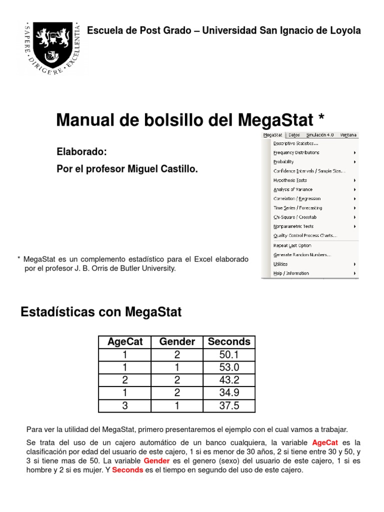 Uso de MegaStat en Excel: Tablas y Estadísticas | PDF | Distribución ...