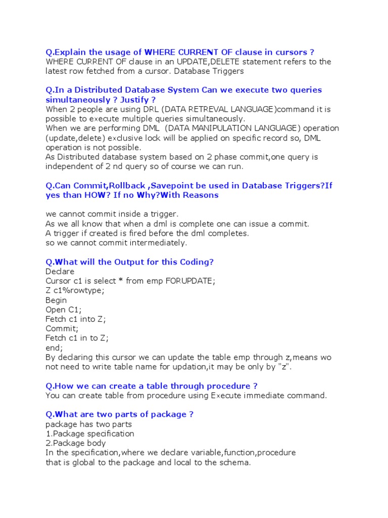 Pl sql interview questions pl sql sql