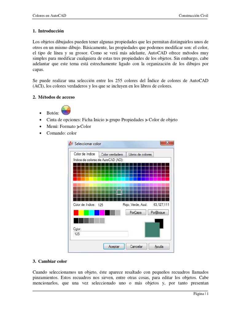 Cambiar color en AutoCAD: Guía rápida | PDF | Modelo de color Rgb | Color