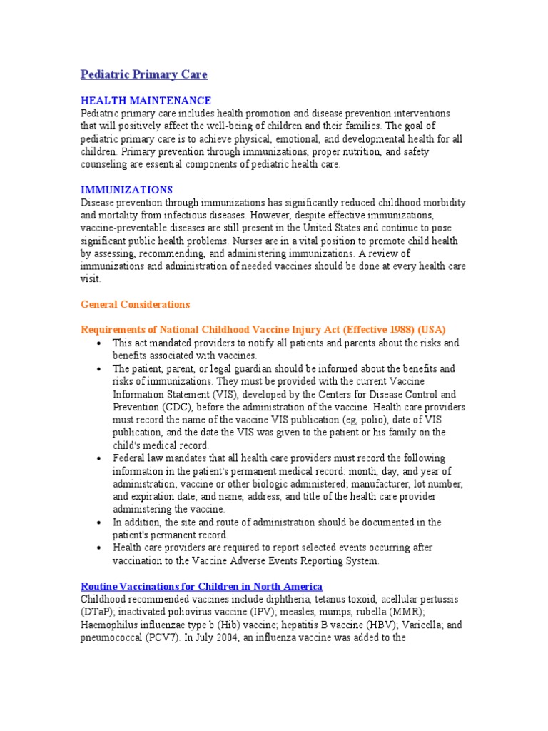 Pediatric Immunization Guidelines and Care | PDF | Vaccines | Breastfeeding