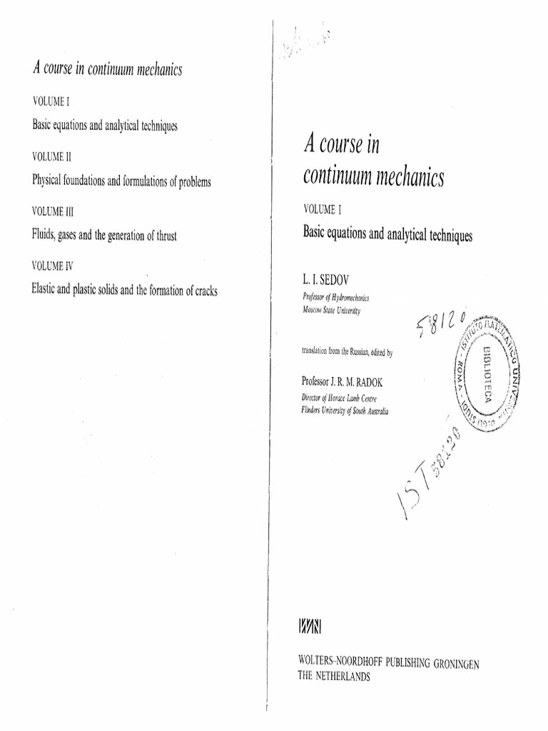 Course in Continuum Mechanics Vol. I Basic Equations and Analytical ...