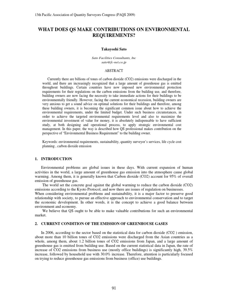 QS Contributions to Environmental Compliance | PDF | Greenhouse Gas ...