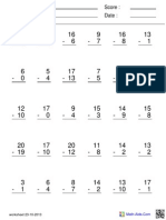 Worksheet Subtraction