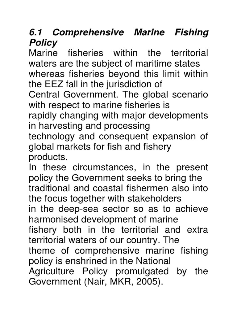 6.1 Comprehensive Marine Fishing Policy PDF Fishery Sustainability