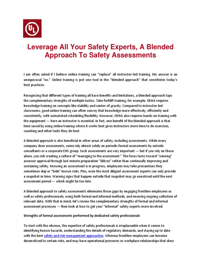 Blended Safety Assessments Explained | PDF | Safety | Educational ...