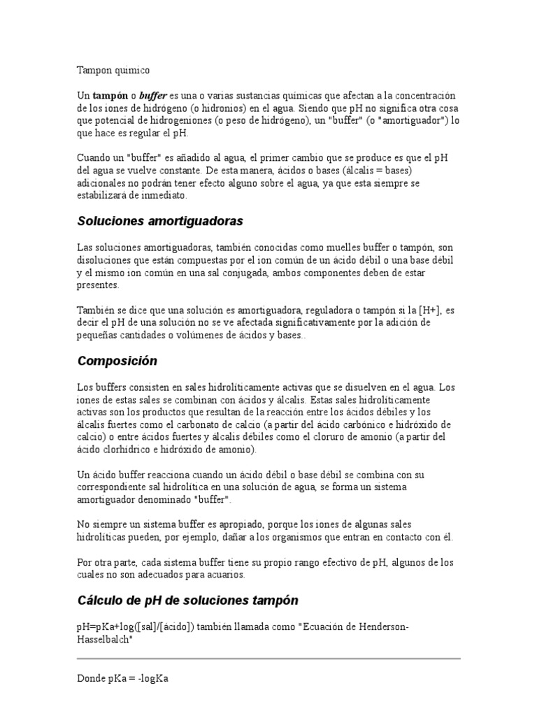 Tampon Quimico PDF Solución tampón Ácido