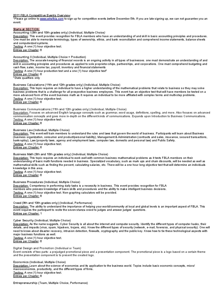 Fbla Competitive Event Info 2012-2013 | PDF | Computer Security | Security