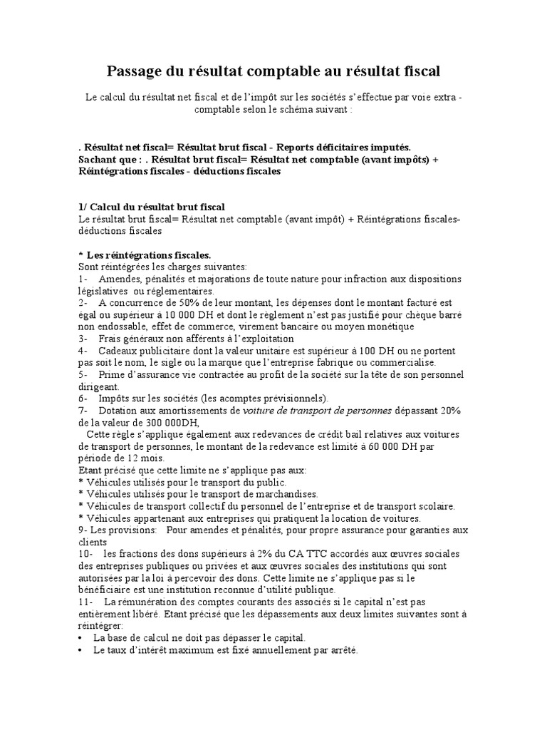 A Passage Du Resultat Comptable Au Resultat Fisca2 Vip