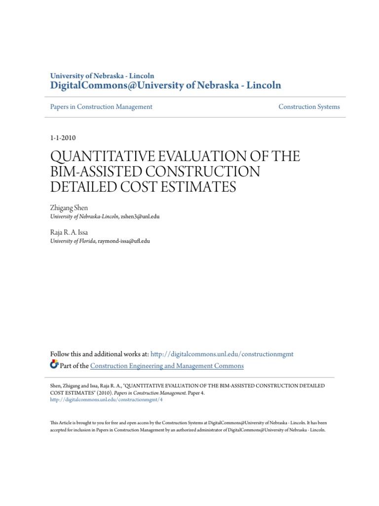 Quantitative Evaluation of The Bim-Assistedconstruction Detaile | PDF ...