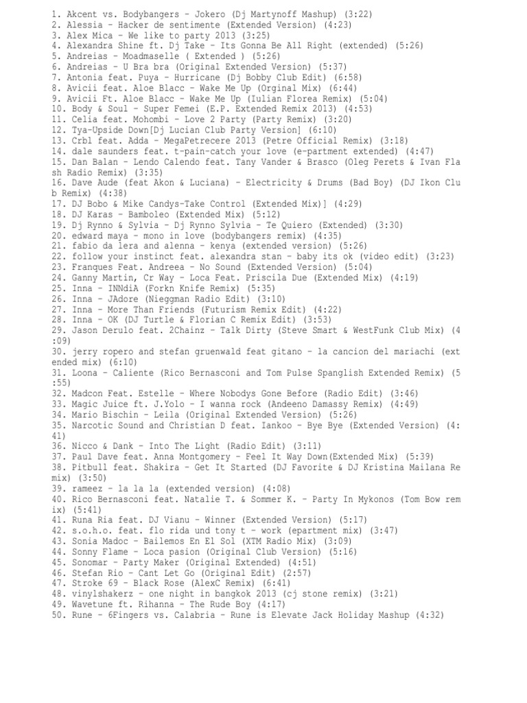 Track List | PDF | Musicians | Dance Music