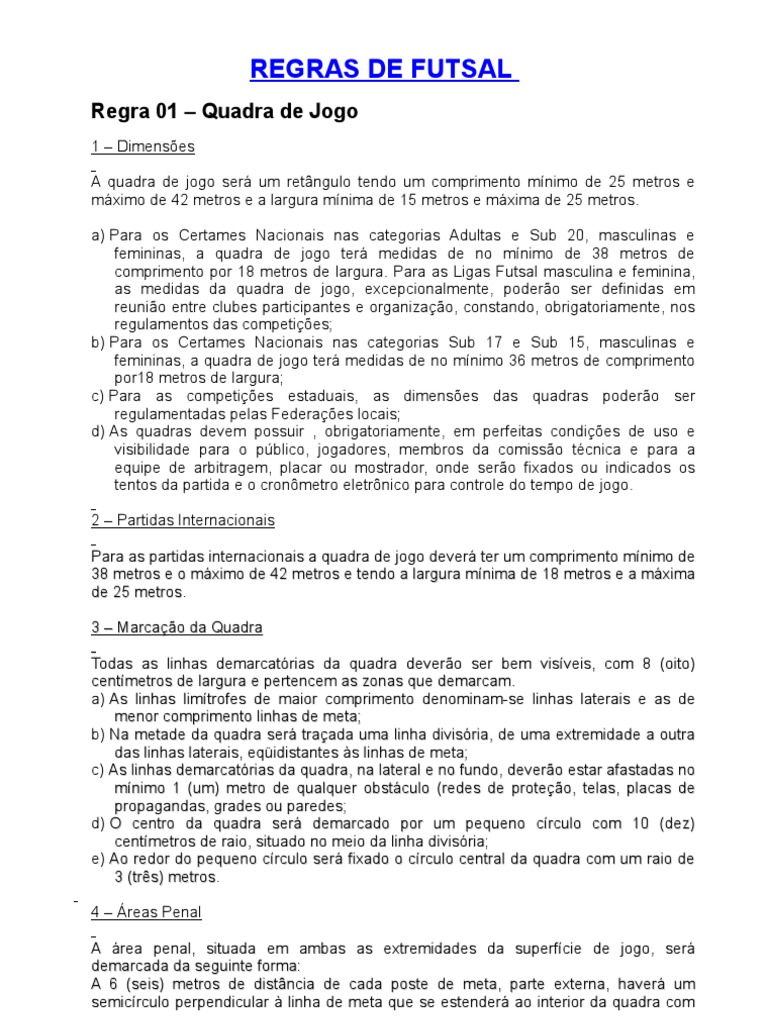 Regras de Futsal | PDF | Juiz (esportes) | Tempo