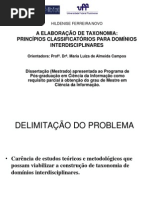 A ELABORAÇÃO DE TAXONOMIA