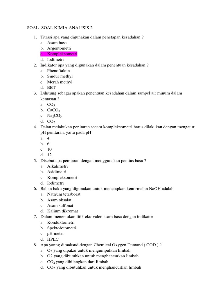 Contoh Soal Kimia Analisis Kualitatif Guru Paud