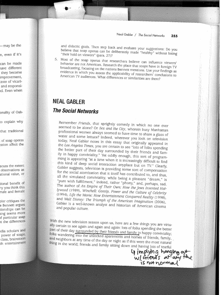 Social Networks by Neal Gabler Annotated Essay