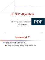 CS 332: Algorithms: NP Completeness Continued: Reductions
