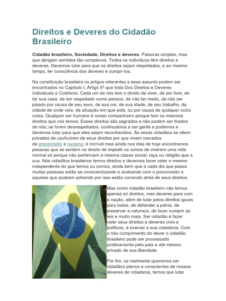 Direitos e Deveres Do Cidadão Brasileiro | PDF