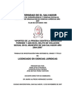 Aportes de La Prueba Científica Serologia Forense y Adn en El Delito de Violacion Sexual en El Municipio de San Salvador Año 2004-2006 PDF