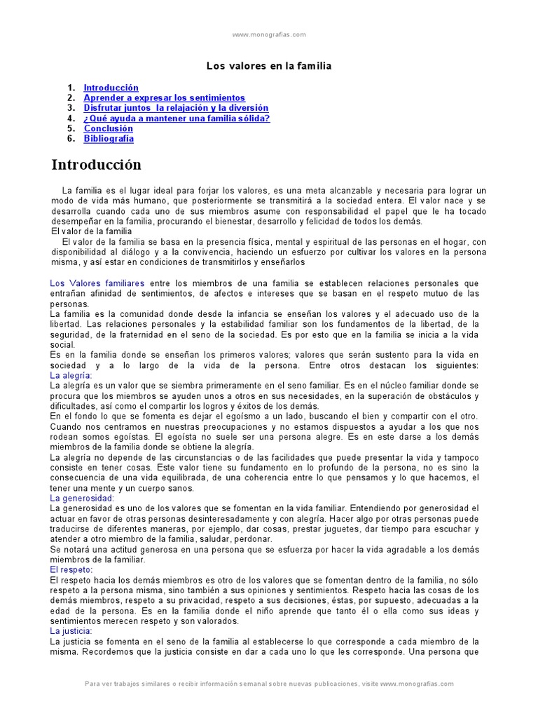 Los valores fundamentales de la familia y su importancia en la ...
