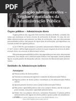 Organização administrativa - órgãos e entidades da Administração Pública