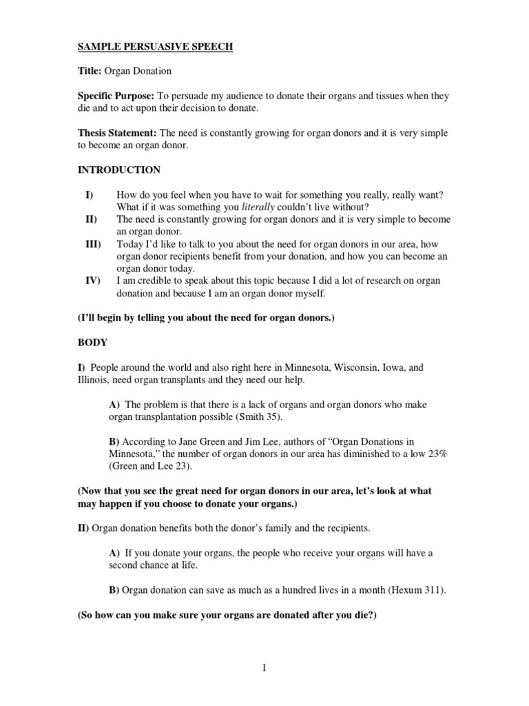 persuasive essay on organ donation