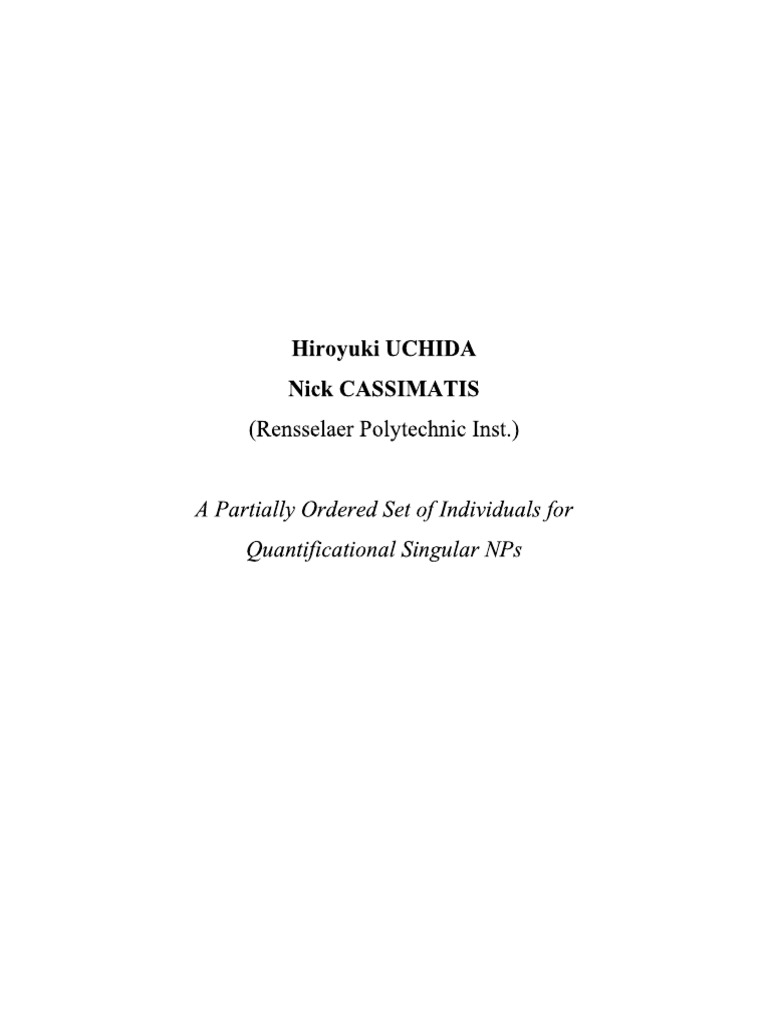 Uchida, Cassimatis - Quant. Singular NP | PDF | Teaching Methods ...