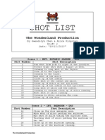 Pre-Production - Shot List