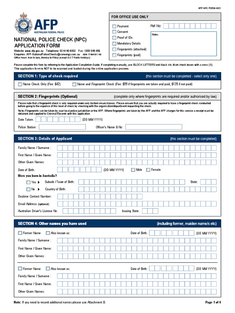 Npc Offline Form | Identity Document | Credit Card