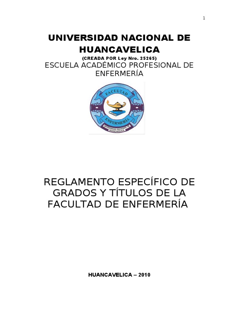 Reglamento de Grados y Títulos en Enfermería | PDF | Titulo academico