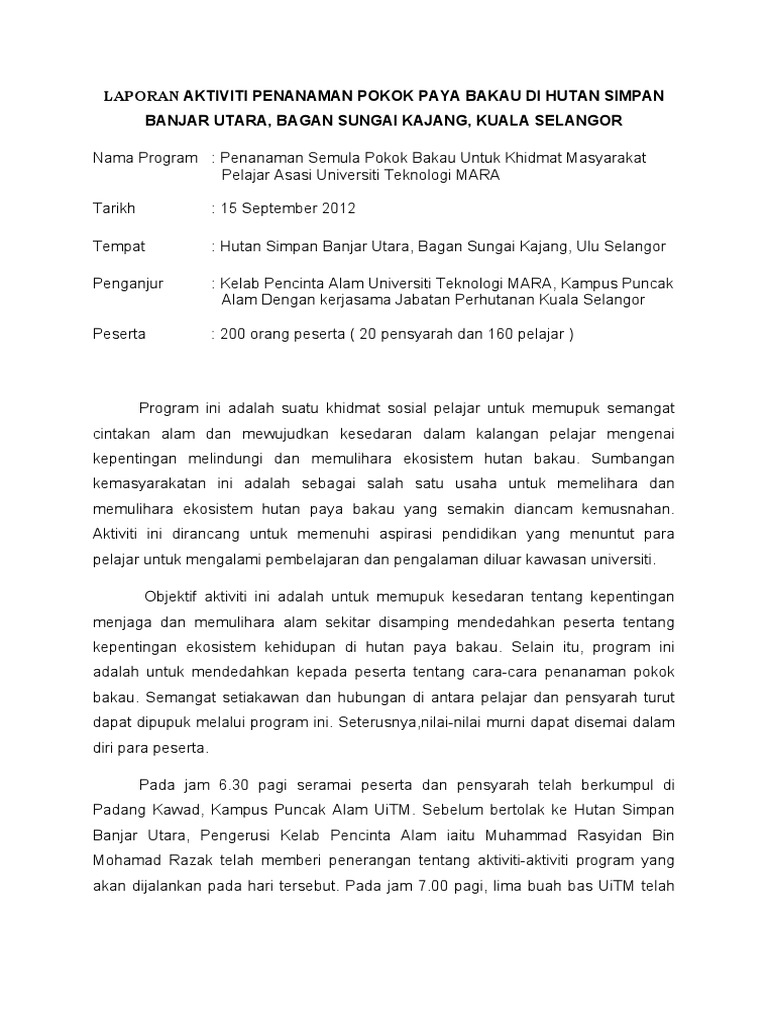 Laporan Aktiviti Kelab Pencinta Alam 1