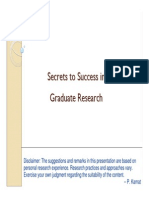 Secrets To Success in Graduate Research