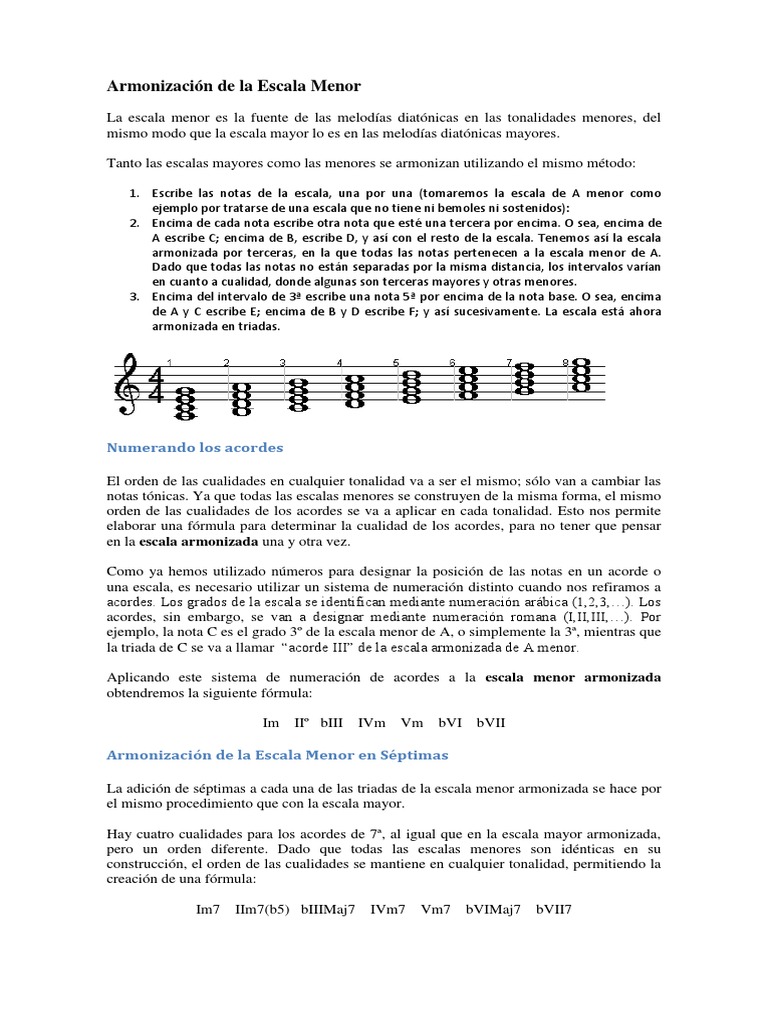 Armonización de La Escala Menor | Descargar gratis PDF | Escala (música ...