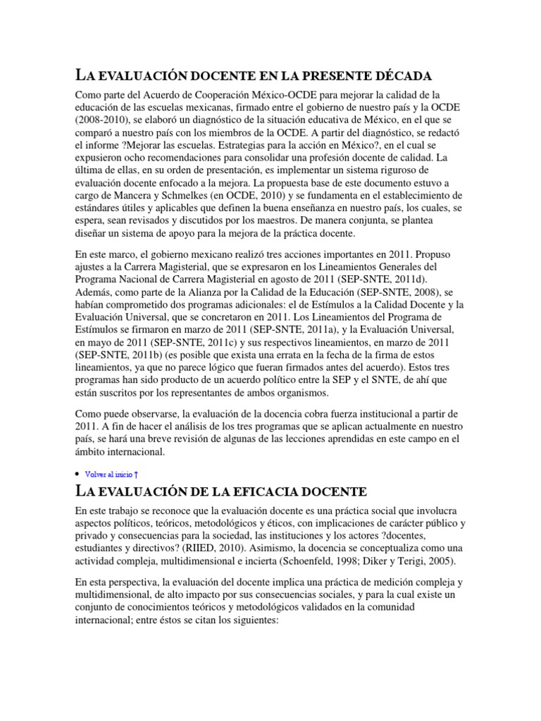 La Evaluación Docente en La Presente Década | PDF | Maestros | Evaluación
