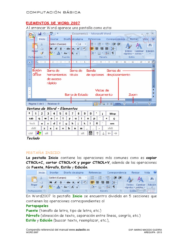 Elementos De Word 2007 Microsoft Word Archivo De Computadora