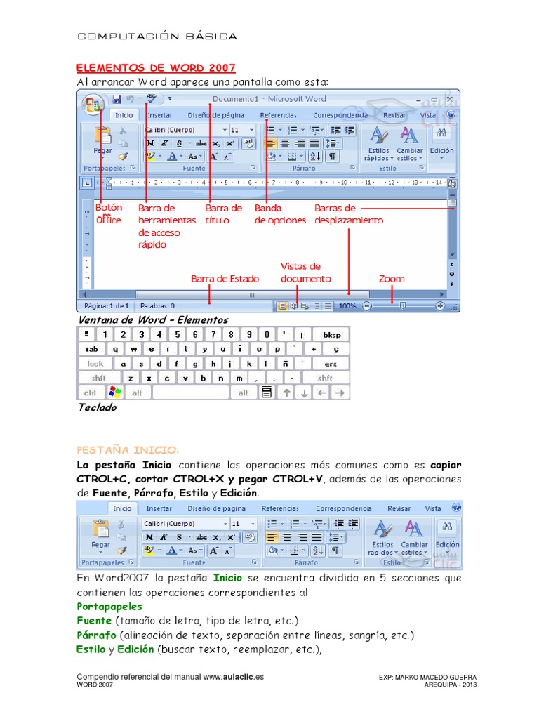 Elementos De Word 2007 Pdf Microsoft Word Archivo De Computadora