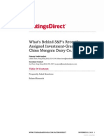 What's Behind S&P's Recently Assigned Investment-Grade Rating On China Mengniu Dairy Co. LTD.?