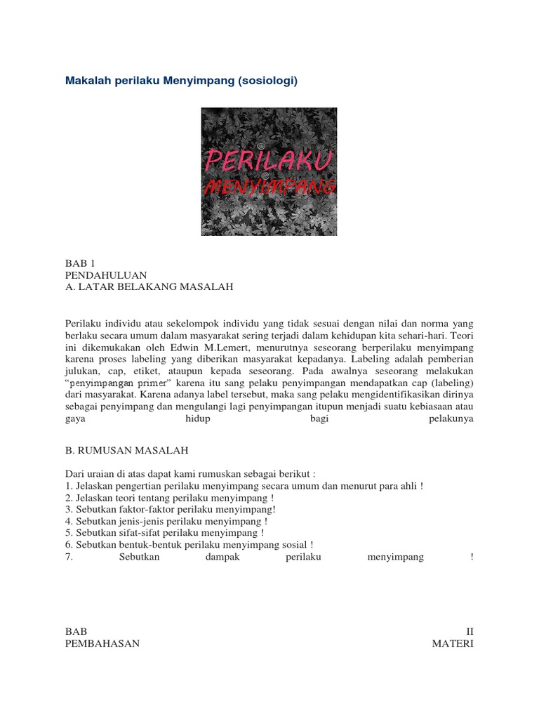 Makalah Perilaku Menyimpang