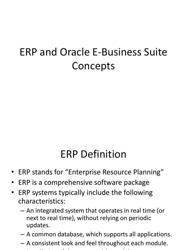 ERP and Oracle E-Business Suite Concepts | PDF | Enterprise Resource ...