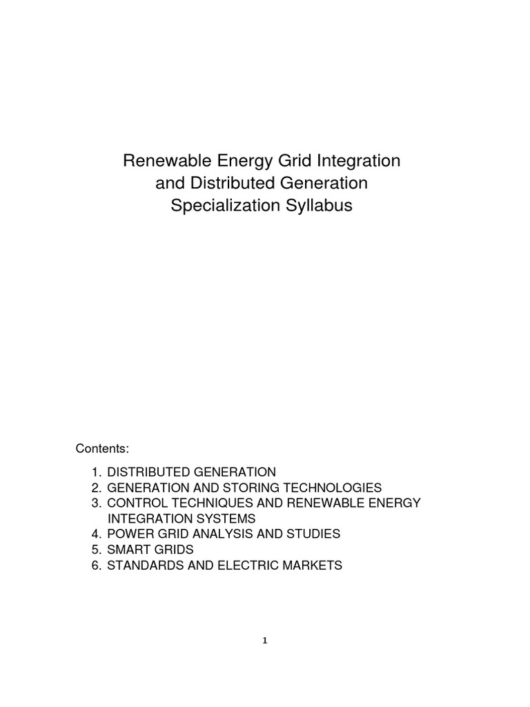 Renewable Energy Grid Integration Syllabus | PDF | Power Electronics ...