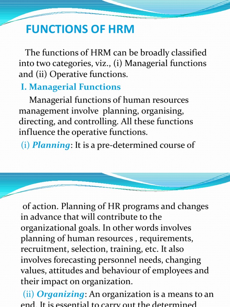 Functions Of Hrm | Pdf | Human Resource Management | Employee Benefits