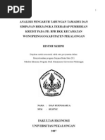 Download Analisis Pengaruh Tabungan Dan Simpanan Berjangka Terhadap Pemberian Kredit Pada PD BPR BKK Kecamatan go Kabupaten Pekalongan by yoedhoe SN18624999 doc pdf