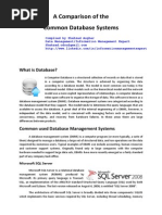 Download  Comparison of the Common diffrent  Database Systems by Shahzad Asghar by Shahzad Asghar Arain SN186251892 doc pdf