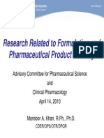 FDA-research Related To Formulation & Pharmaceutical Product Stability