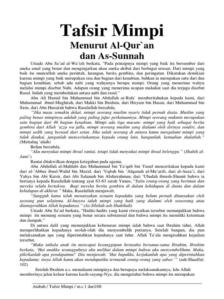 Tafsir Mimpi Menurut Islam Dan Barat Pdf