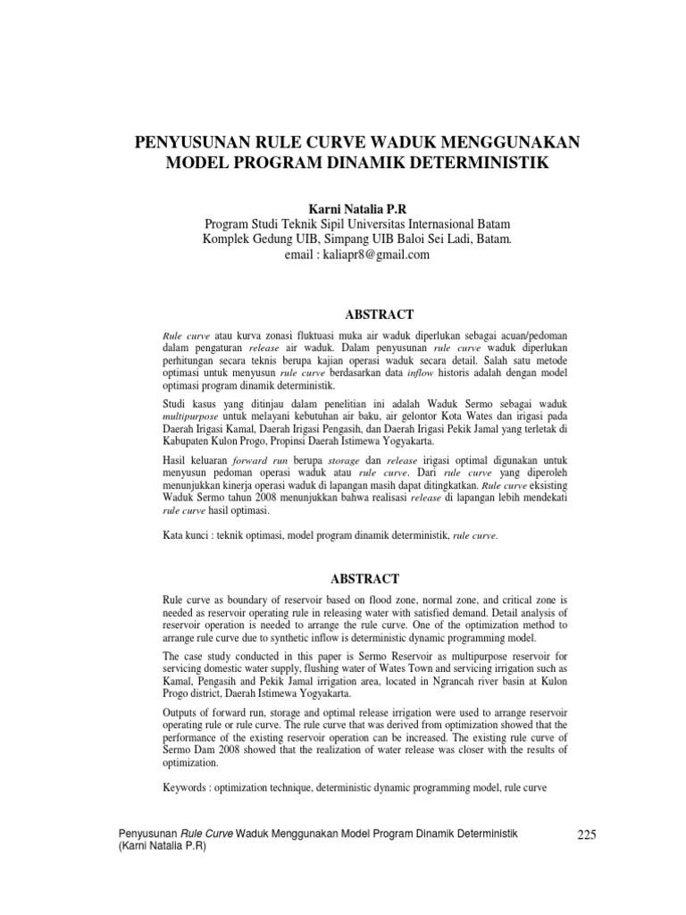 Optimizing Reservoir Rule Curves | PDF